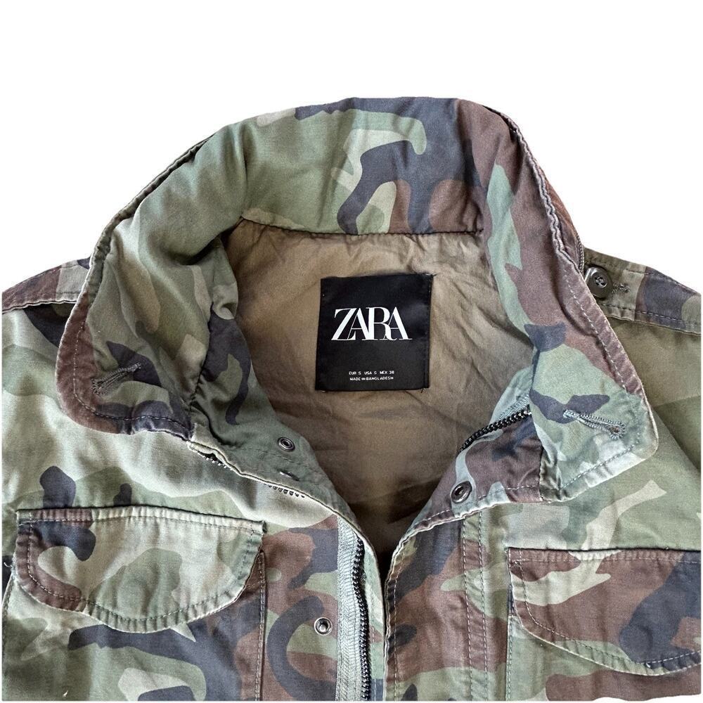 Zara Man Military M65 Field Jacket Mens Size Small Green/Brown Camo Utility